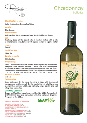 Organic Cellar Plus Rilento Chardonnay Organic